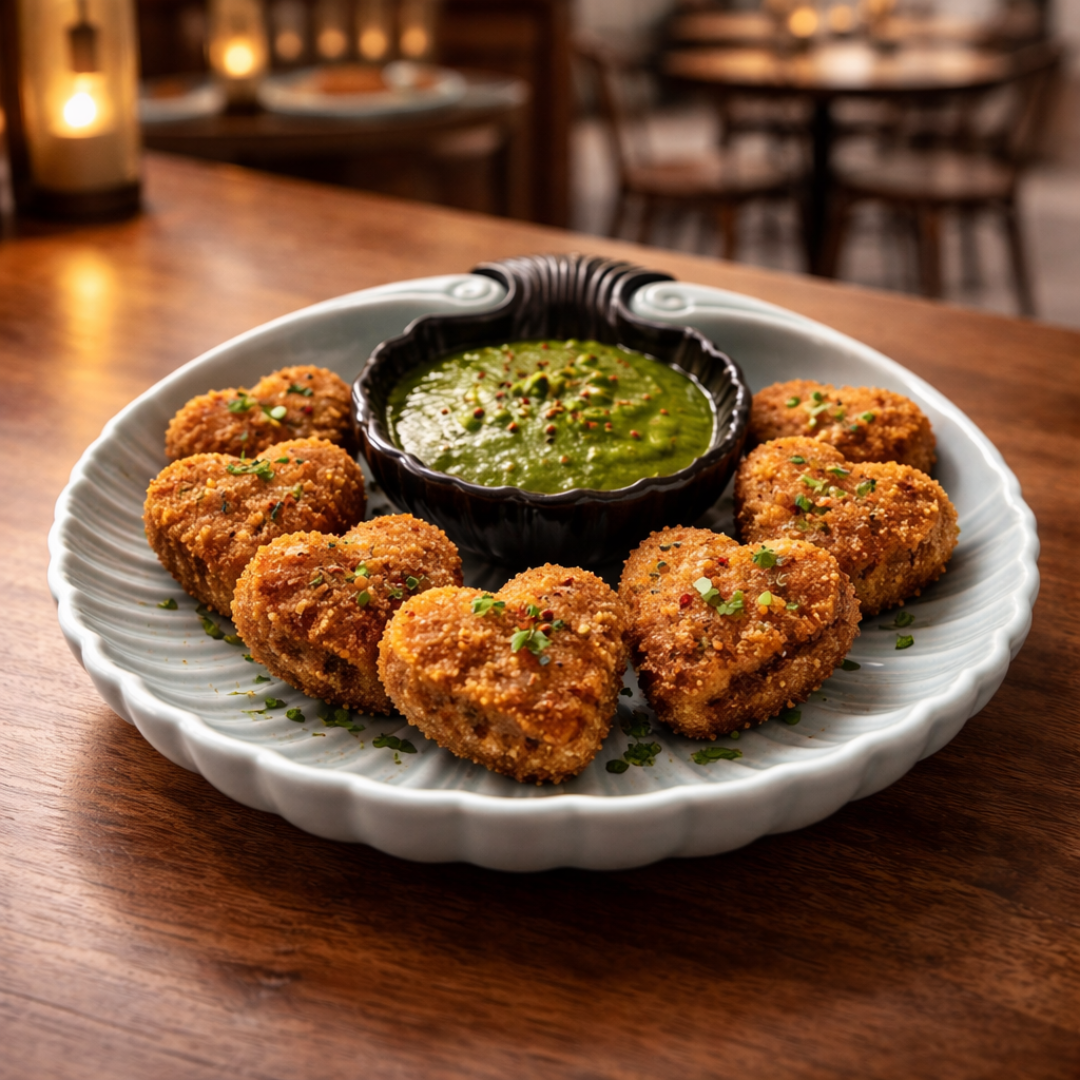 IndoCasa Shell-Shaped Ceramic Platter with Dip Bowl – White & Black | 11”