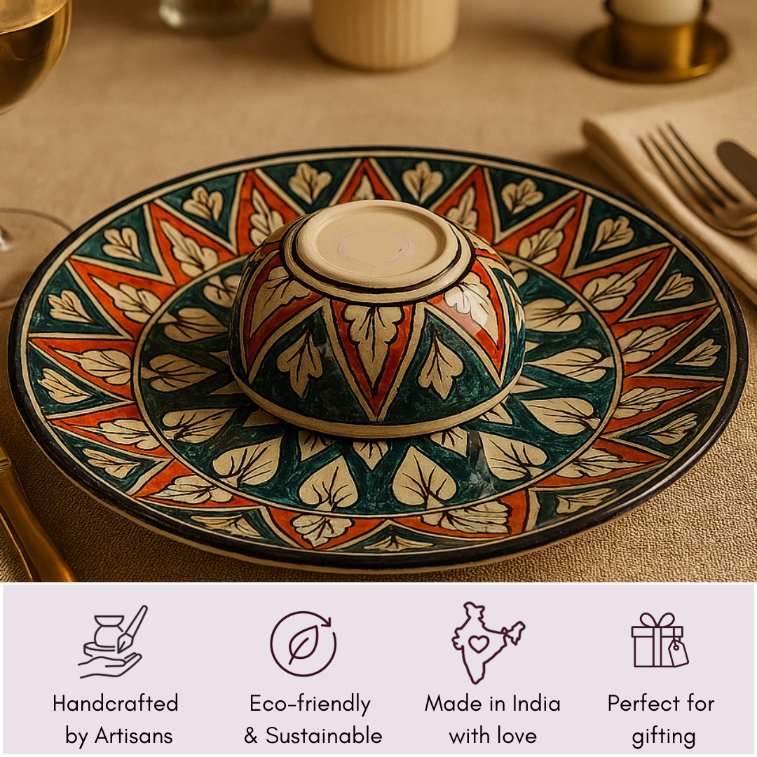 Image with icons – handcrafted, made in India