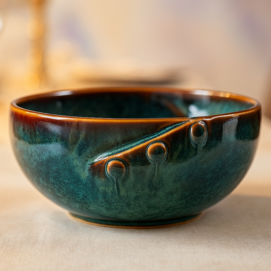 IndoCasa handcrafted ceramic bowl highlighting glaze details and organic form

