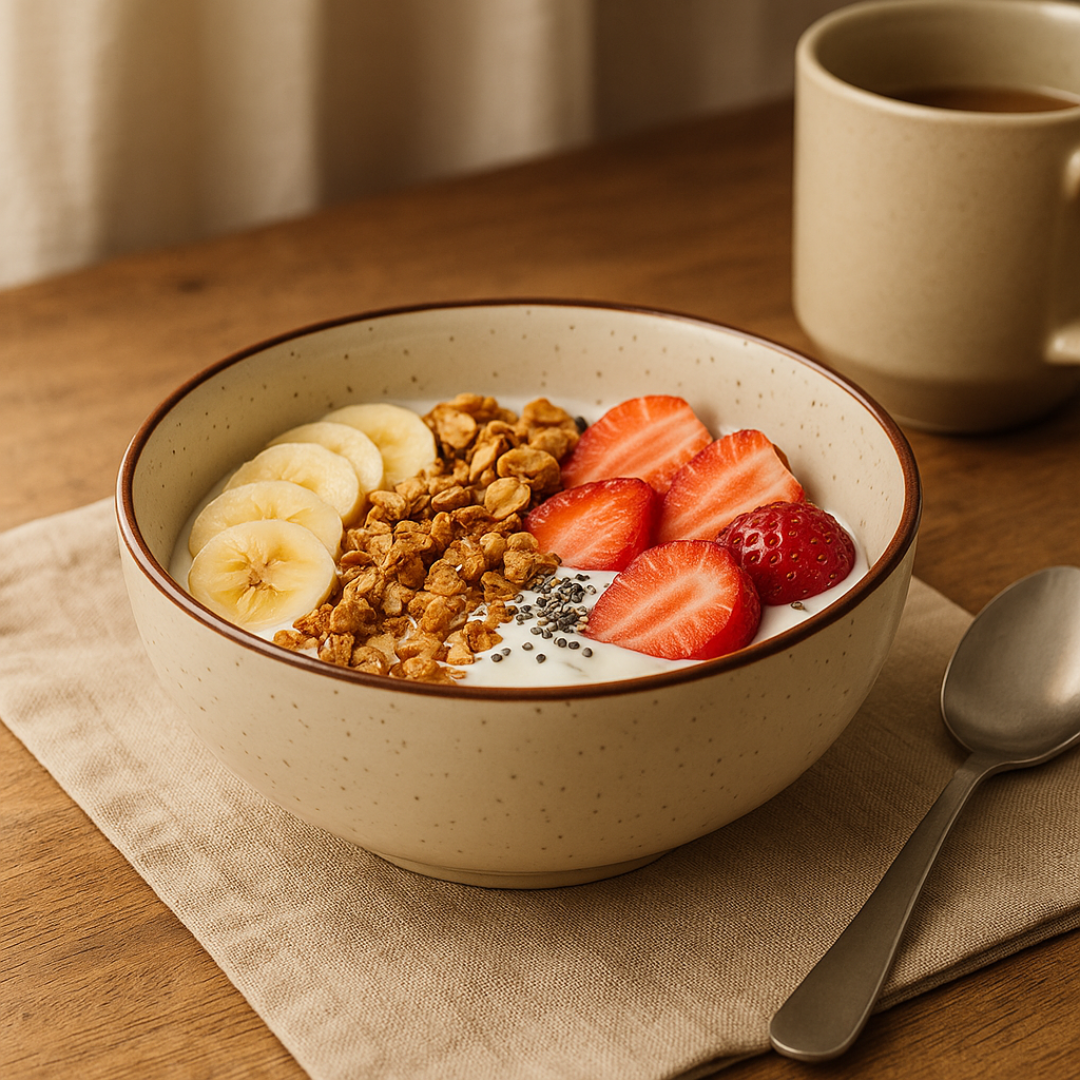 IndoCasa Handcrafted Ceramic Bowl Set of 2- Off-White with Brown Rim (6.5”)