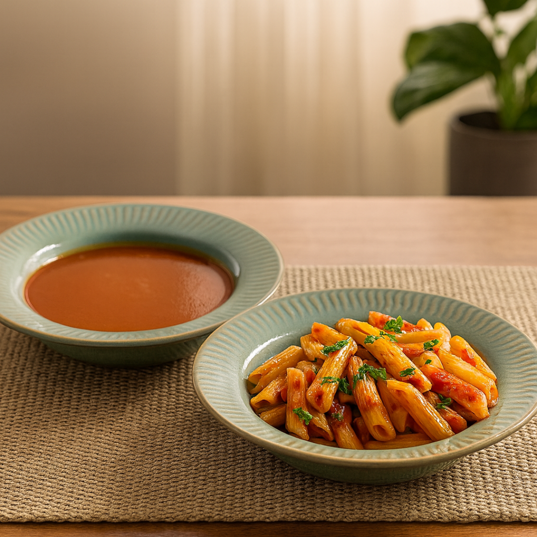 Indocasa Handcrafted Ceramic Deep Soup Plate / Shallow Bowl Set of 2 | Green Artisanal Plates for Snacks, Starters, Salad, Maggi, Noodles & Side Pasta | 7in