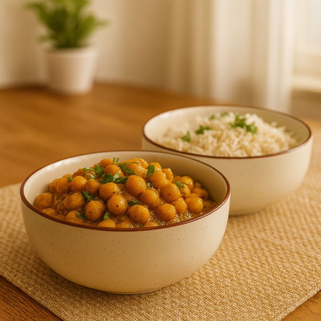 IndoCasa Handcrafted Ceramic Bowl Set of 2- Off-White with Brown Rim (6.5”)