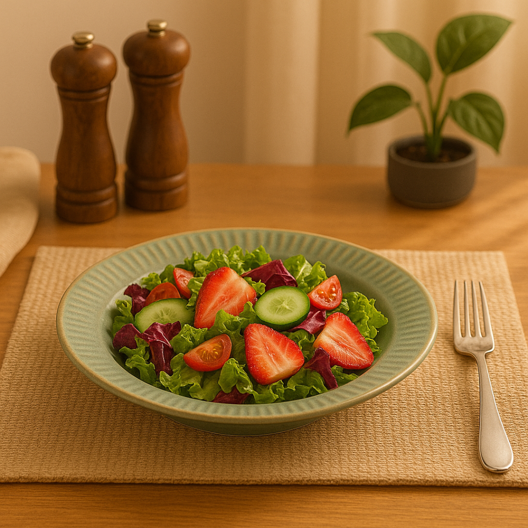 Indocasa Handcrafted Ceramic Deep Soup Plate / Shallow Bowl Set of 2 | Green Artisanal Plates for Snacks, Starters, Salad, Maggi, Noodles & Side Pasta | 7in